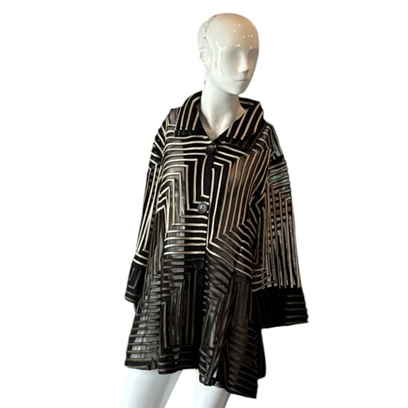 Damee Black & Gold Geometric Soutache on Mesh Jacket Size XXL - Picture 4 of 15